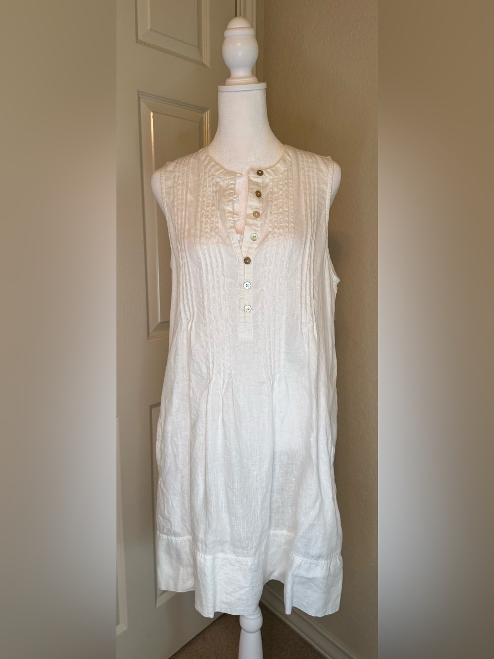 Quince 100% European Linen Sleeveless Swing Dress White Size Medium